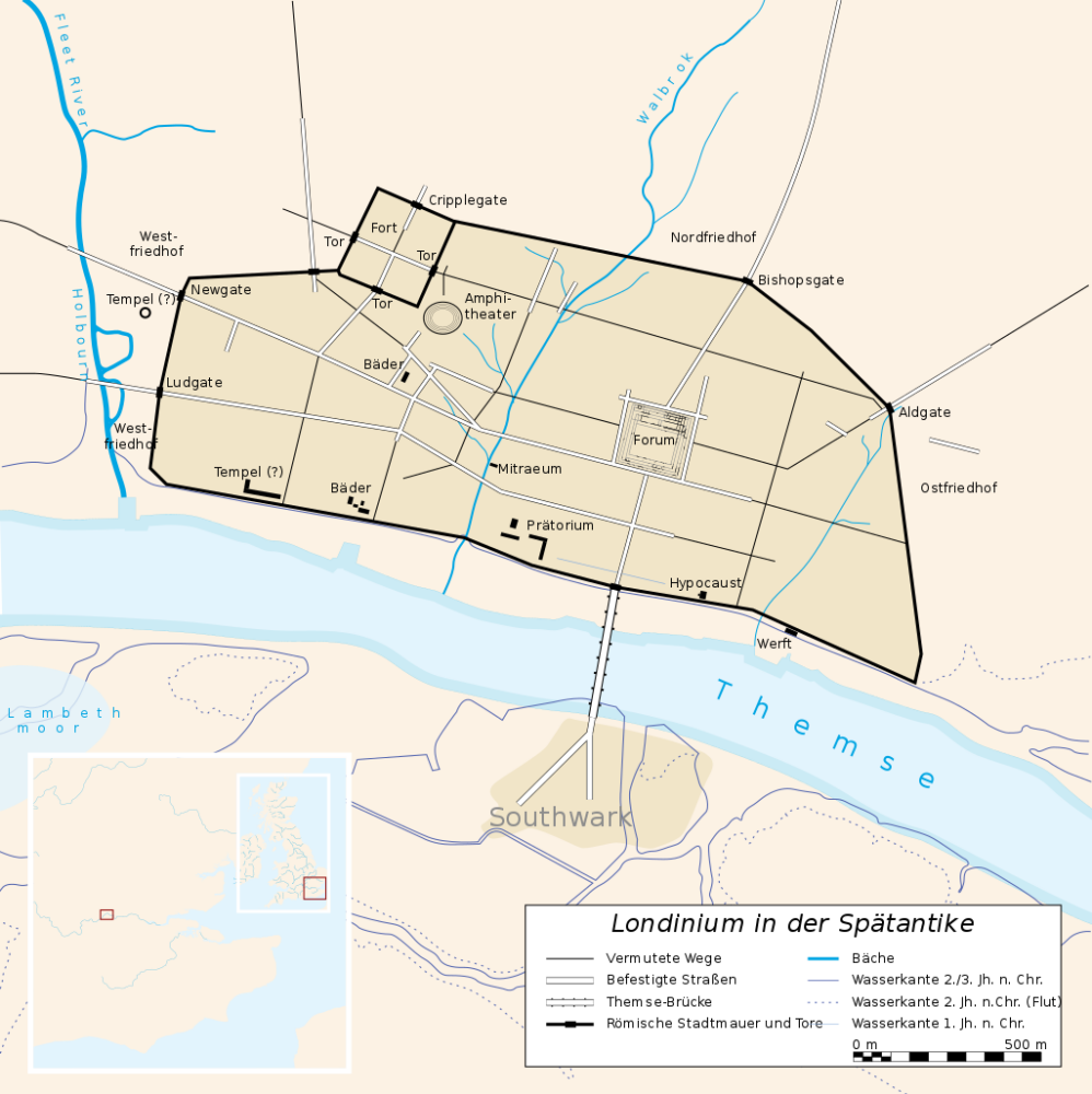 Karte von London, um 400 n.Chr.